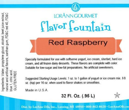 Red Raspberry Flavor Fountain Label 1790